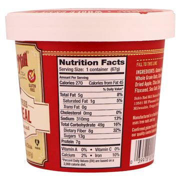 Bob's Red Mill, Oatmeal, Apple Pieces and Cinnamon, 2.36 oz (67 g)