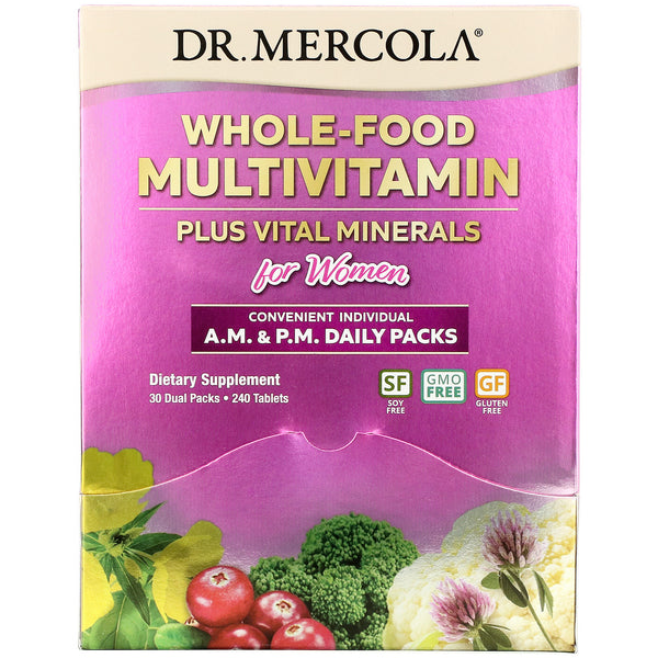 Dr. Mercola, Whole-Food Multivitamin Plus Vital Minerals for Women, A.M. & P.M. Daily Packs, 30 Dual Packs - The Supplement Shop