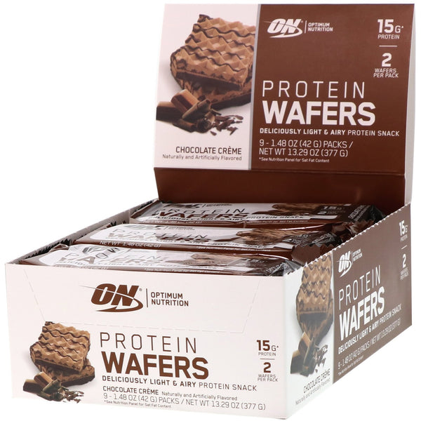 Optimum Nutrition, Protein Wafers, Chocolate Creme, 9 Packs, 1.48 oz (42 g) Each - The Supplement Shop