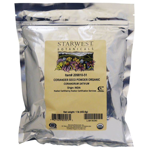 Starwest Botanicals, Organic Coriander Seed Powder, 1 lb (453.6 g)