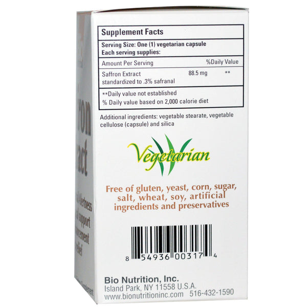 Bio Nutrition, Saffron Extract, 50 Vegetarian Capsules