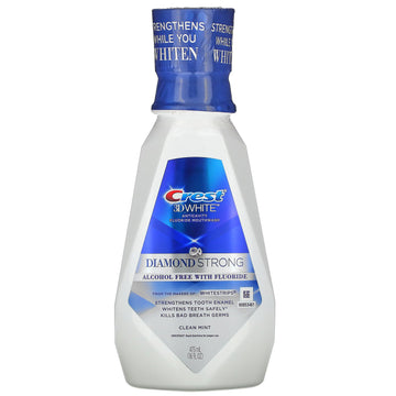 Crest, 3D White, Diamond Strong Mouthwash with Fluoride, Alcohol Free, Clean Mint, 16 fl oz (473 ml)