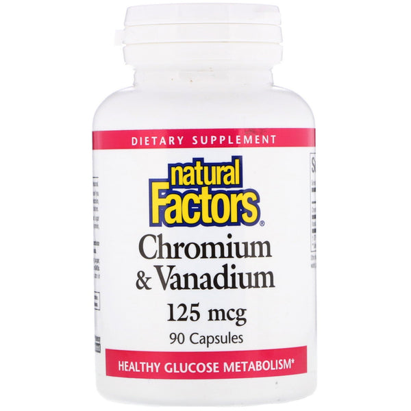 Natural Factors, Chromium & Vanadium, 125 mcg, 90 Capsules - The Supplement Shop