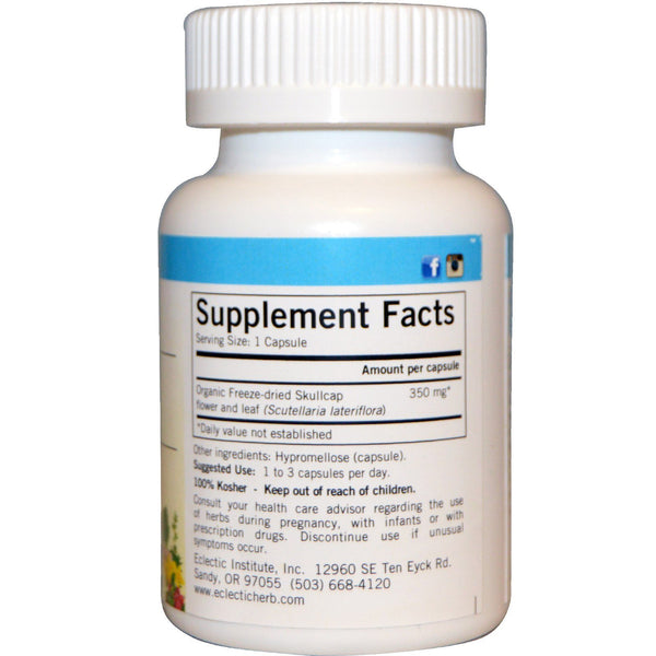 Eclectic Institute, Raw Fresh Freeze-Dried, Skullcap, 350 mg, 90 Non-GMO Veggie Caps - The Supplement Shop