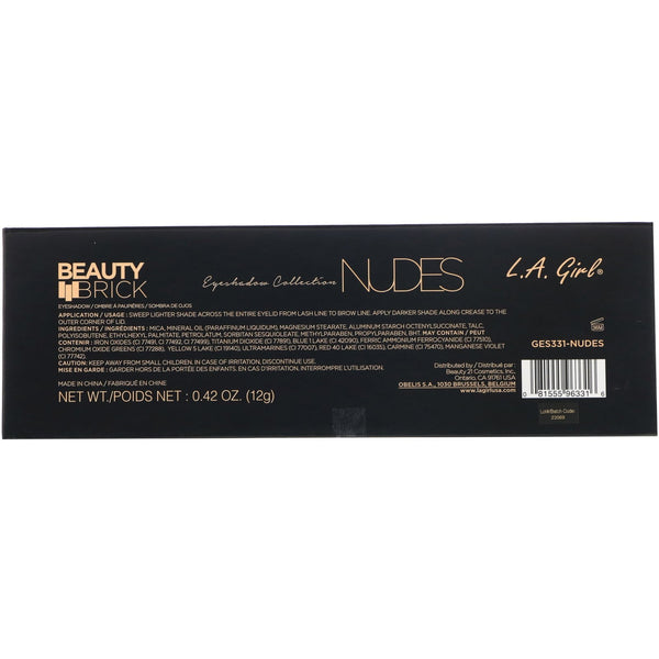 L.A. Girl, Beauty Brick, Nudes Eyeshadow Palette, 0.42 oz (12 g) - The Supplement Shop