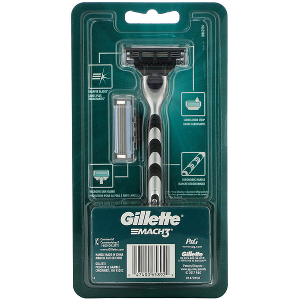 Gillette, Mach3, 1 Razor + 2 Cartridges - The Supplement Shop