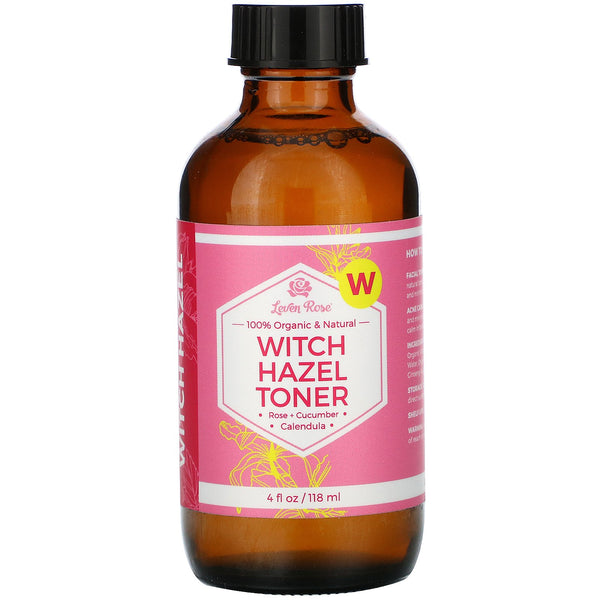 Leven Rose, 100% Organic & Natural, Witch Hazel Toner, 4 fl oz (118 ml) - The Supplement Shop