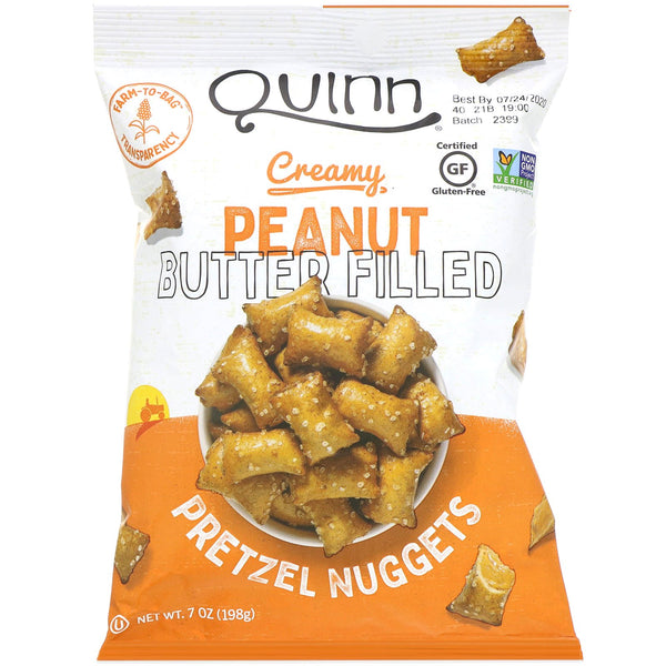 Quinn Popcorn, Pretzel Nuggets, Creamy Peanut Butter Filled, 7 oz (198 g) - The Supplement Shop
