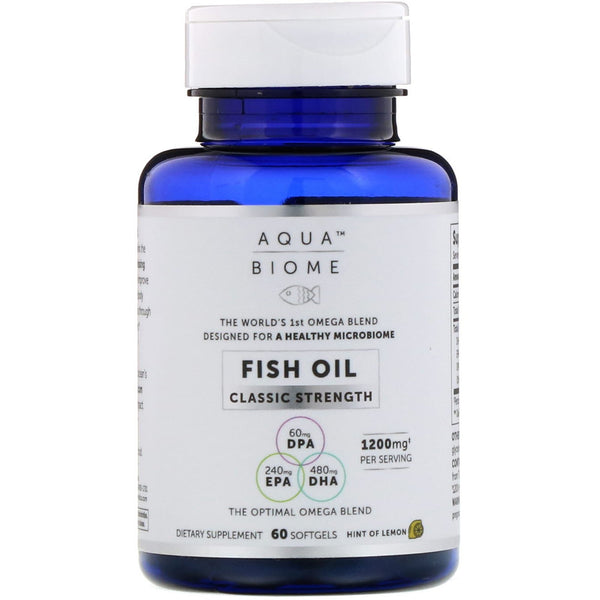 Enzymedica, Aqua Biome, Fish Oil, Classic Strength, Lemon Flavor, 1,200 mg, 60 Softgels - The Supplement Shop