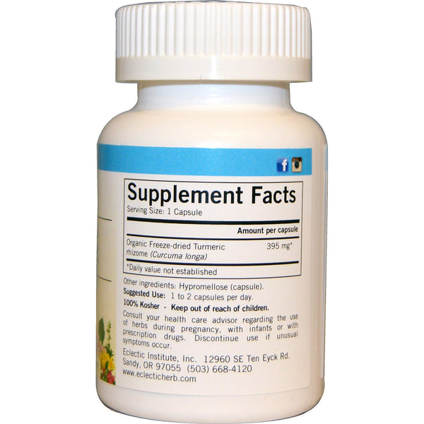 Eclectic Institute, Turmeric, 395 mg, 90 Non-GMO Veg Caps - The Supplement Shop