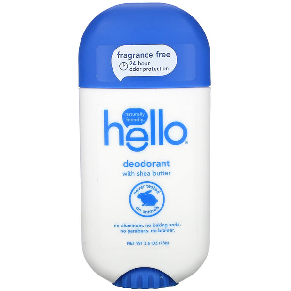 Hello, Deodorant with Shea Butter, Fragrance Free, 2.6 oz (73 g) - The Supplement Shop
