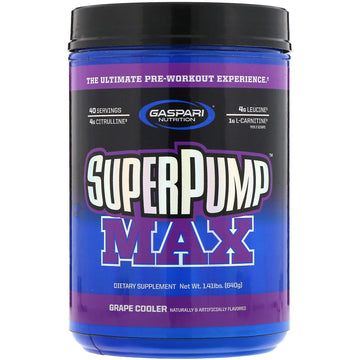 Gaspari Nutrition, SuperPump Max, The Ultimate Pre-Workout Supplement, Grape Cooler, 1.41 lbs (640 g)