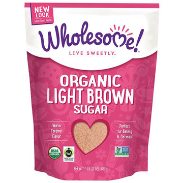 Wholesome , Organic Light Brown Sugar, 1.5 lbs (24 oz.) - 680 g