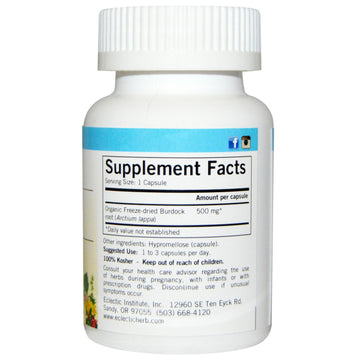 Eclectic Herb, Burdock, 400 mg, 90 Veg Caps