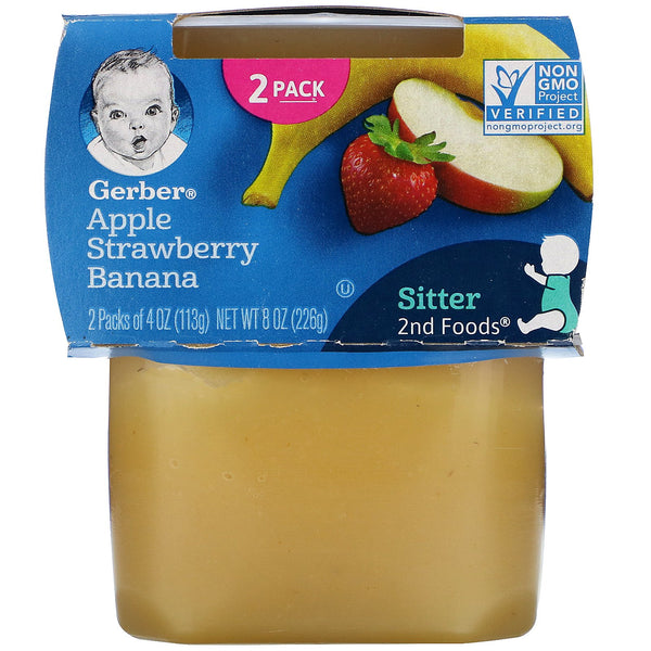 Gerber, Apple, Strawberry, Banana, 2 Packs, 4 oz (113 g) Each - The Supplement Shop