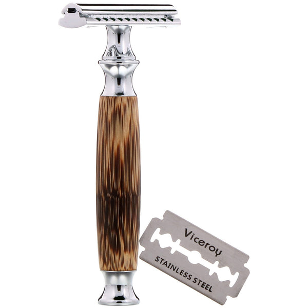 Wowe, Double Edge Safety Razor with Bamboo Handle, 1 Razor, 5 Blades - The Supplement Shop
