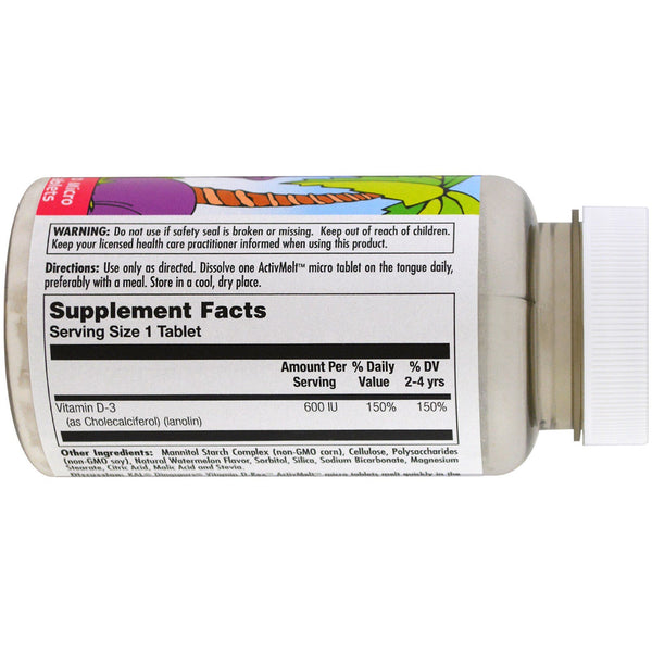 KAL, Vitamin D-Rex, Watermelon, 600 IU, 120 Micro Tablets - The Supplement Shop