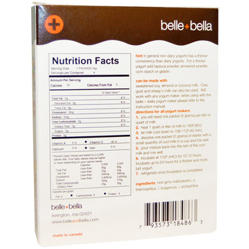 Belle+Bella, Non-Dairy Yogurt Starter, 4 Packets, (5 g) Each