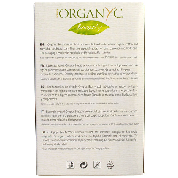 Organyc, Beauty, Organic Cotton Wool Buds, 200 Pieces - The Supplement Shop