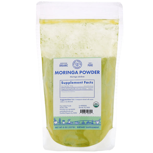 Pure Indian Foods, Organic Moringa Powder, 8 oz (227 g) - The Supplement Shop