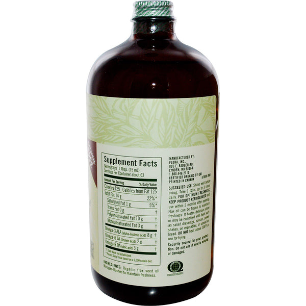 Flora, Certified Organic Flax Oil, 32 fl oz (946 ml) - The Supplement Shop