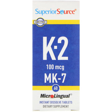 Superior Source, Vitamin K-2, 100 mcg, 60 Microlingual Instant Dissolve Tablets