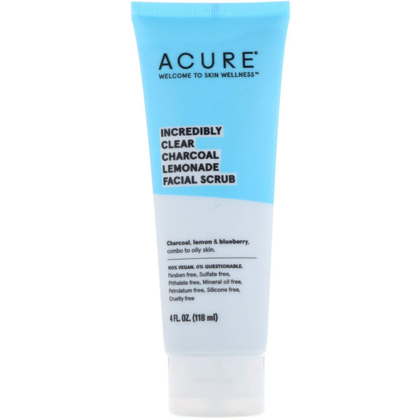 Acure, Incredibly Clear Charcoal Lemonade Facial Scrub, 4 fl oz (118 ml) - The Supplement Shop