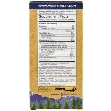 Wiley's Finest, Wild Alaskan Fish Oil, For Kids!, Elementary EPA, Natural Mango Peach Flavor, 1,500 mg, 4.23 fl oz (125 ml)