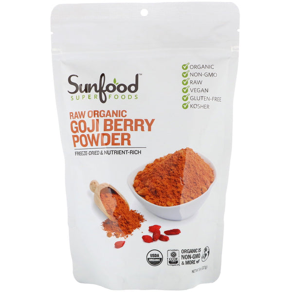 Sunfood, Raw Organic Goji Berry Powder, 8 oz (227 g) - The Supplement Shop