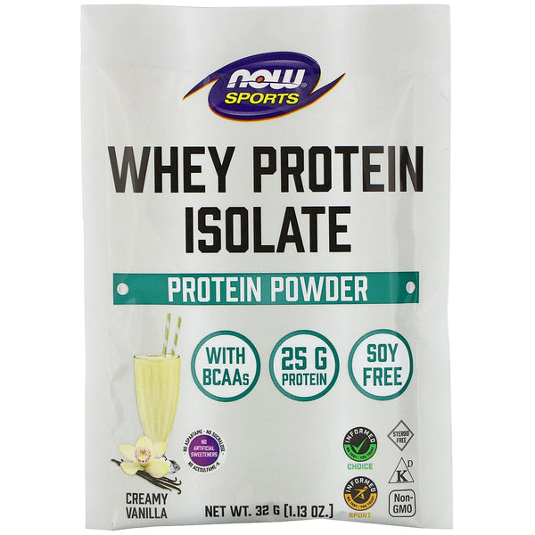 Now Foods, Sports, Whey Protein Isolate, Creamy Vanilla, 8 Packets, 1.13 oz (32 g) Each - The Supplement Shop