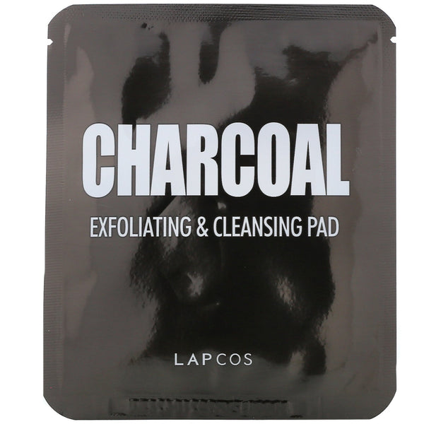 Lapcos, Charcoal, Exfoliating & Cleansing Pad, 5 Pads, 0.24 fl oz ( 7 g) Each - The Supplement Shop