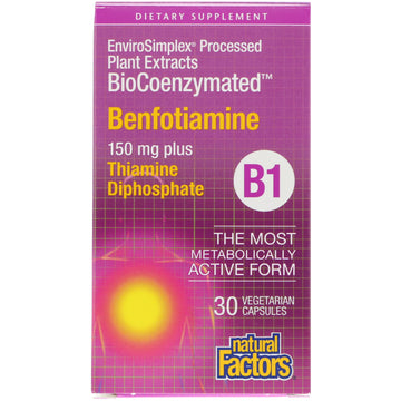 Natural Factors, BioCoenzymated, B1, Benfotiamine, 150 mg, 30 Vegetarian Capsules