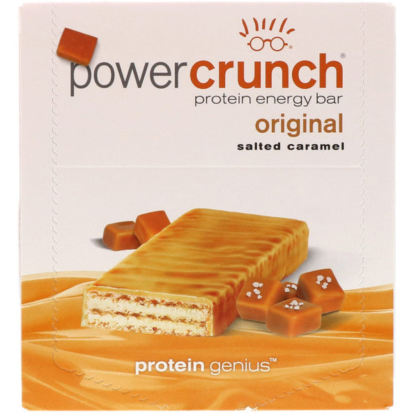 BNRG, Power Crunch Protein Energy Bar, Original, Salted Caramel, 12 Bars, 1.4 oz (40 g) Each - The Supplement Shop