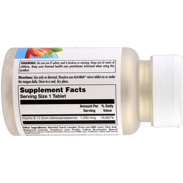 KAL, B-12 Adenosylcobalamin, Strawberry, 1,000 mcg, 90 Micro Tablets - The Supplement Shop