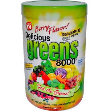 Greens World, Delicious Greens 8000, Berry Flavor, Powder, 10.6 oz (300 g)