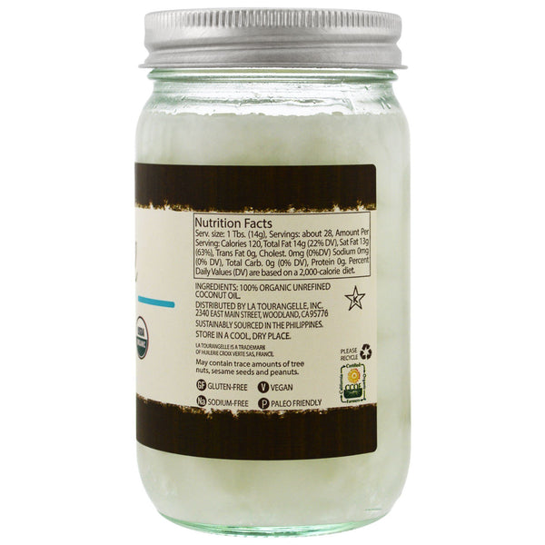 La Tourangelle, Virgin & Unrefined, Organic Coconut Oil, 14 fl oz (414 ml) - The Supplement Shop