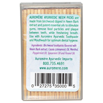 Auromere, Ayurvedic Toothpicks, Neem Picks, 100 Pieces