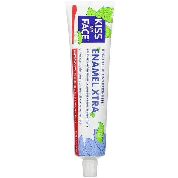 Kiss My Face, Enamel Extra, Anticavity Fluoride Toothpaste with Xylitol, Cool Mint Gel, 4.5 oz (127.6 g) - The Supplement Shop