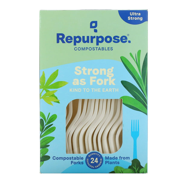 Repurpose, Ultra Strong, Compostable Forks, 24 Count - The Supplement Shop