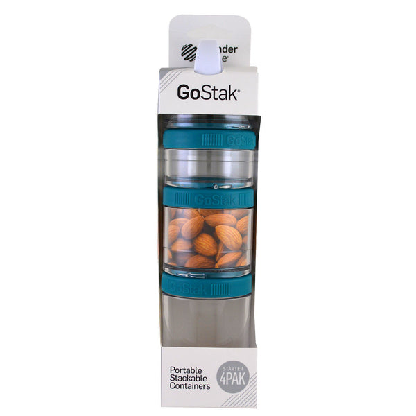 GoStak, Portable Stackable Containers, Teal, Starter 4 Pack - The Supplement Shop