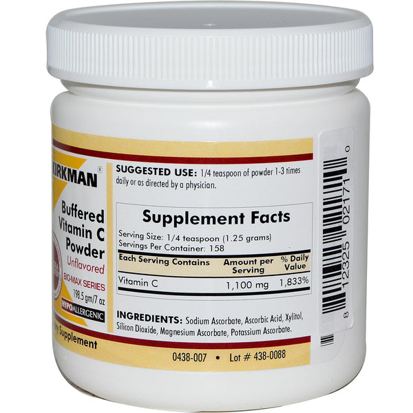 Kirkman Labs, Buffered Vitamin C Powder, Unflavored, 7 oz (198.5 g) - The Supplement Shop