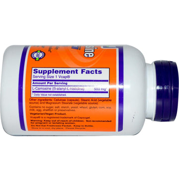 NOW Foods, L-Carnosine, 500 mg, 100 Veg Capsules