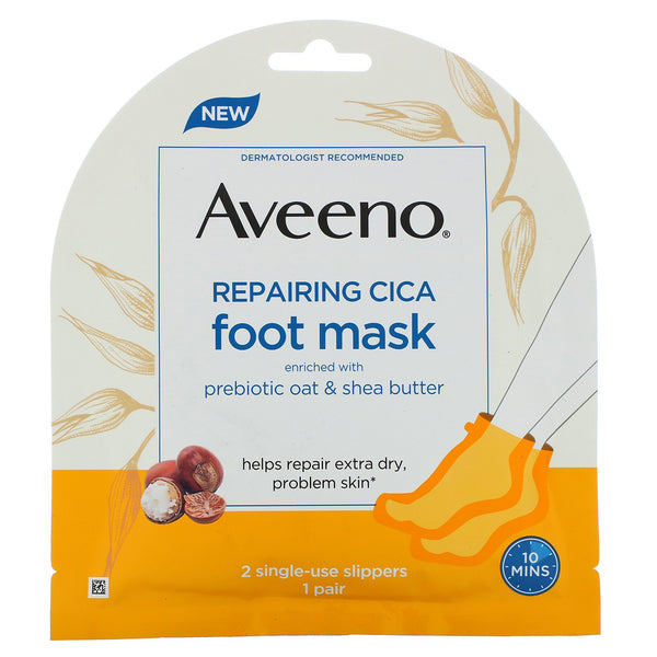 Aveeno, Repairing Cica Foot Mask, 2 Single-Use Slippers - The Supplement Shop