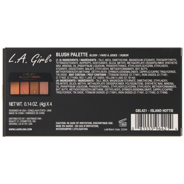 L.A. Girl, Island Hottie Blush Palette, 0.14 oz (4 g) Each - The Supplement Shop