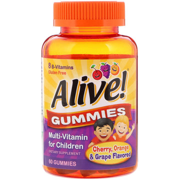 Nature's Way, Alive! Gummies, Multi-Vitamin for Children, Cherry, Orange & Grape Flavored, 60 Gummies