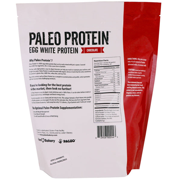 Julian Bakery, Paleo Protein, Egg White Protein, Chocolate, 2 lbs (907 g) - The Supplement Shop