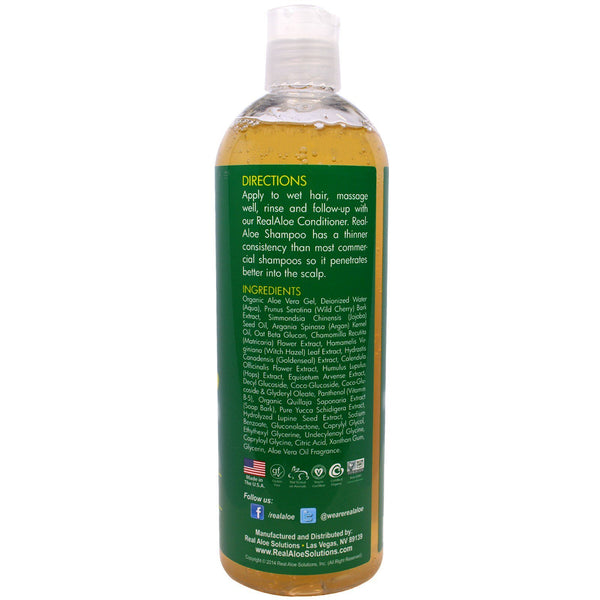 Real Aloe, Aloe Vera Shampoo with Argan Oil & Oat Beta Glucan, 16 fl oz (473 mL) - The Supplement Shop