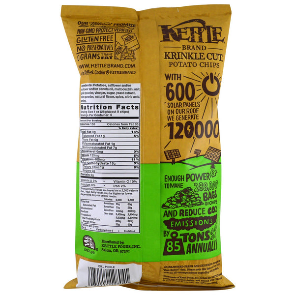 Kettle Foods, Krinkle Cut Potato Chips, Dill Pickle, 5 oz (142 g) - The Supplement Shop