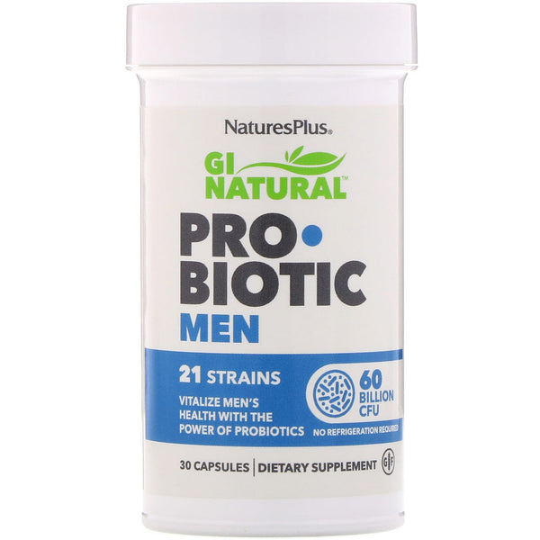 Nature's Plus, GI Natural, Probiotic Men, 60 Billion CFU, 30 Capsules - The Supplement Shop