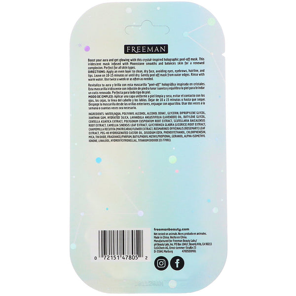 Freeman Beauty, Cosmic Holographic Peel-Off Mask, Balancing Moonstone, 0.33 fl oz (10 ml) - The Supplement Shop